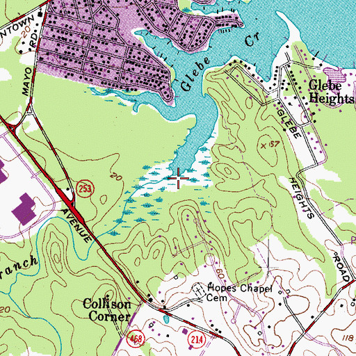 Topographic Map of Glebe Branch, MD