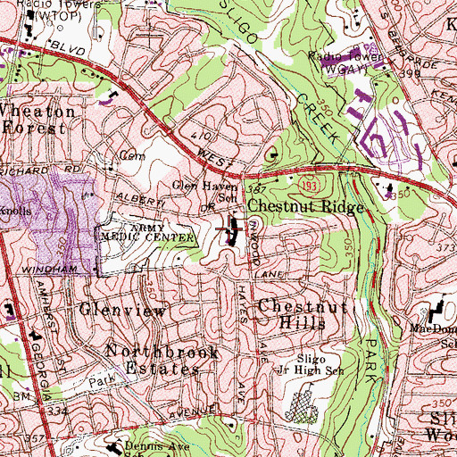 Topographic Map of Glen Haven Elementary School, MD