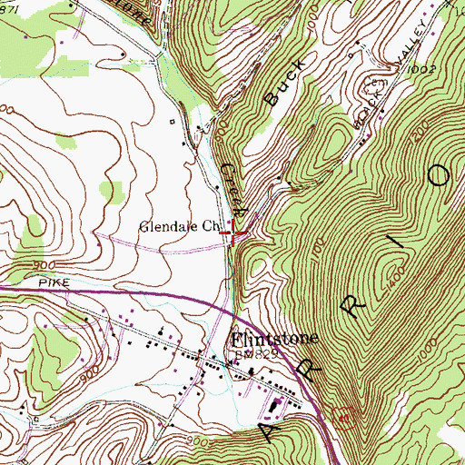 Topographic Map of Glendale Church, MD