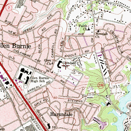 Topographic Map of Glendale Elementary School, MD