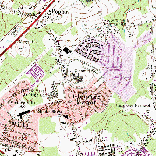 Topographic Map of Glenmar Elementary School, MD