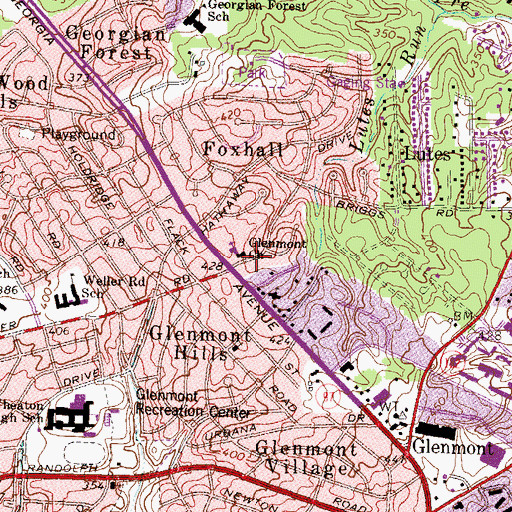 Topographic Map of Glenmont Church, MD