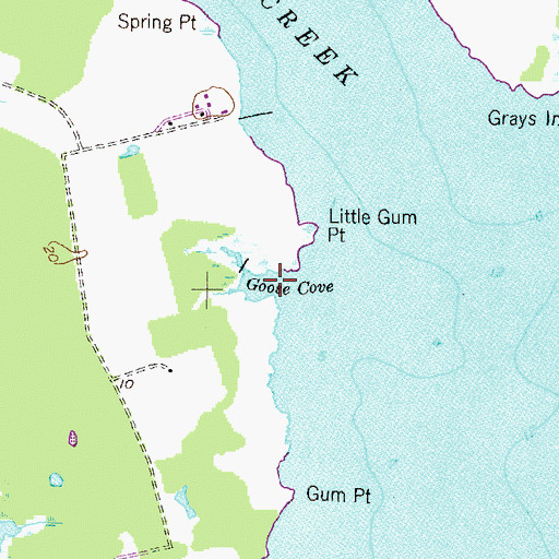 Topographic Map of Goose Cove, MD