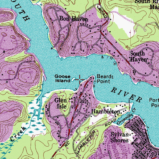 Topographic Map of Goose Island, MD
