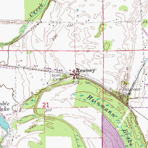 Topographic Map of Reamey, AR