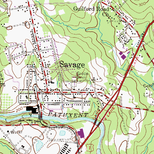Topographic Map of Grace Cemetery, MD