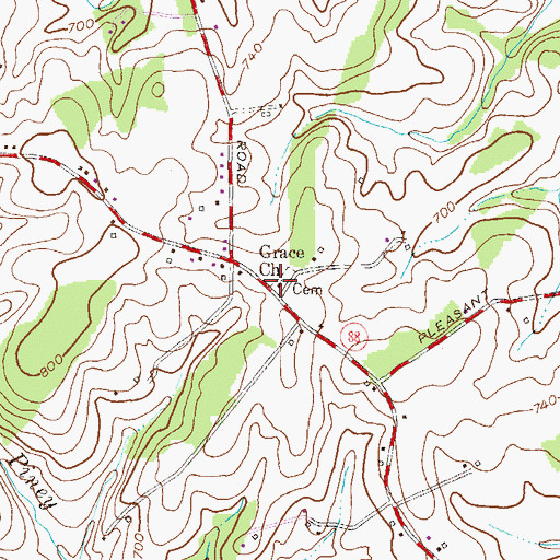 Topographic Map of Grace United Methodist Church, MD