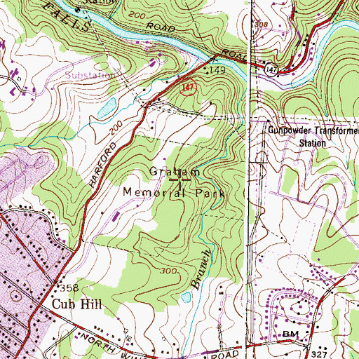 Topographic Map of Graham Memorial Park, MD