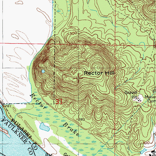 Topographic Map of Rector Hill, AR