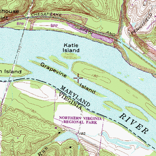 Topographic Map of Grapevine Island, MD
