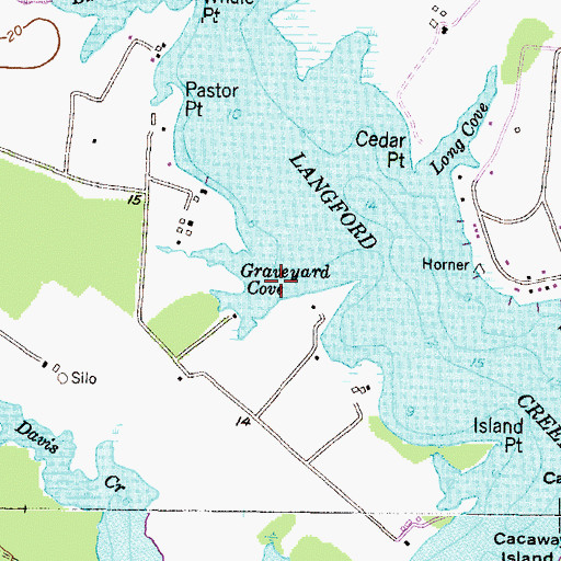 Topographic Map of Graveyard Cove, MD