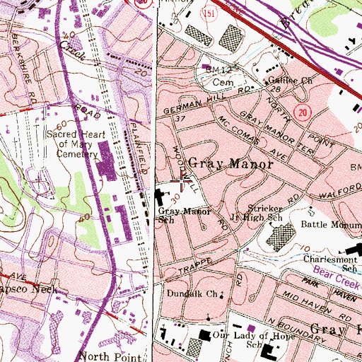 Topographic Map of Gray Manor Elementary School, MD