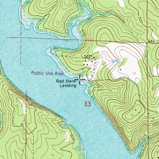 Topographic Map of Red Bank Landing, AR