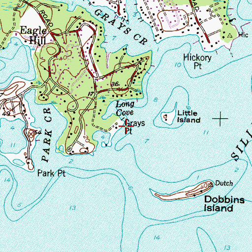Topographic Map of Grays Point, MD