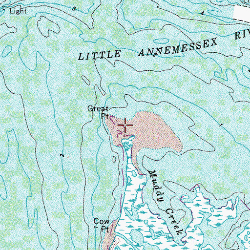 Topographic Map of Great Point, MD
