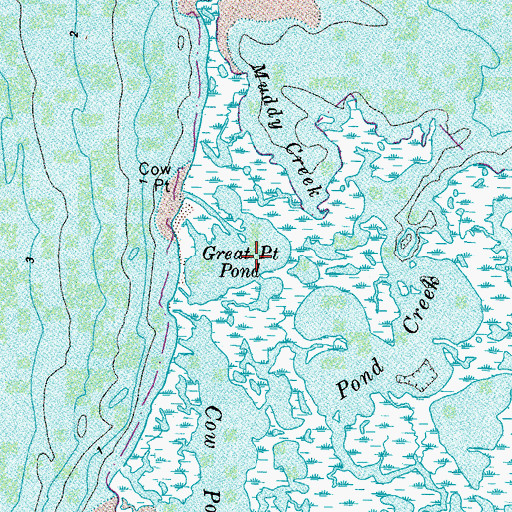 Topographic Map of Great Point Pond, MD