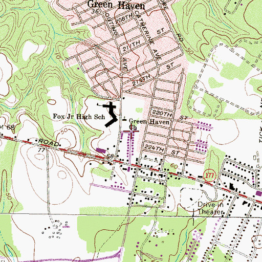 Topographic Map of Green Haven Church, MD