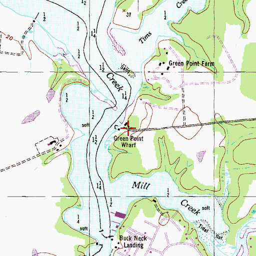 Topographic Map of Green Point Wharf, MD