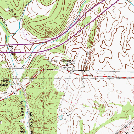 Topographic Map of Green Spring Cemetery, MD