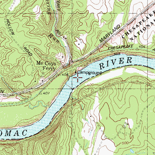 Topographic Map of Green Spring Run, MD