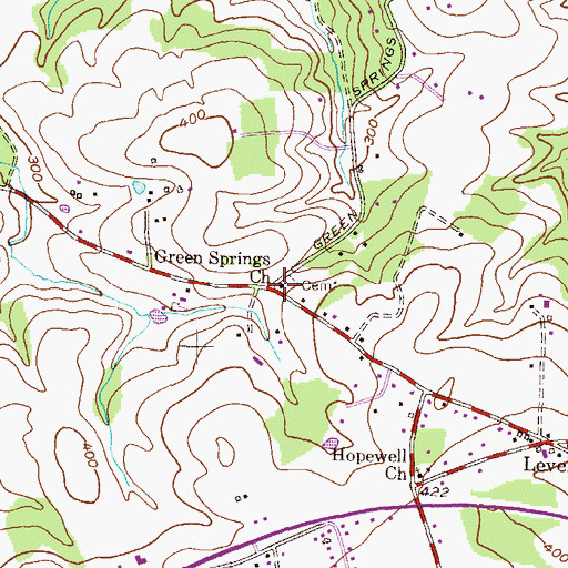 Topographic Map of Green Springs Church, MD