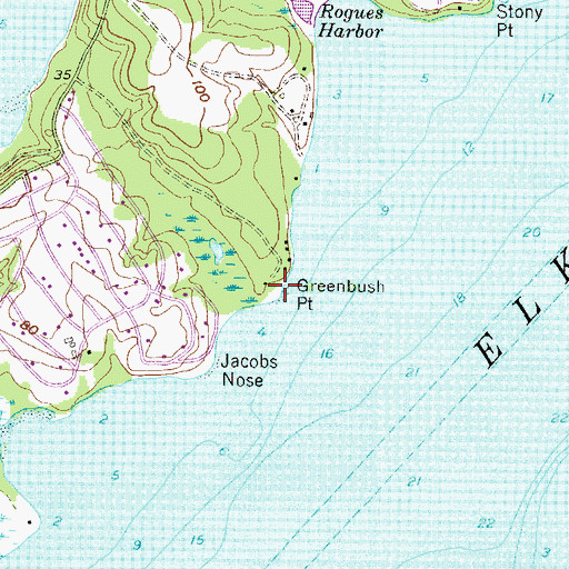 Topographic Map of Greenbush Point, MD