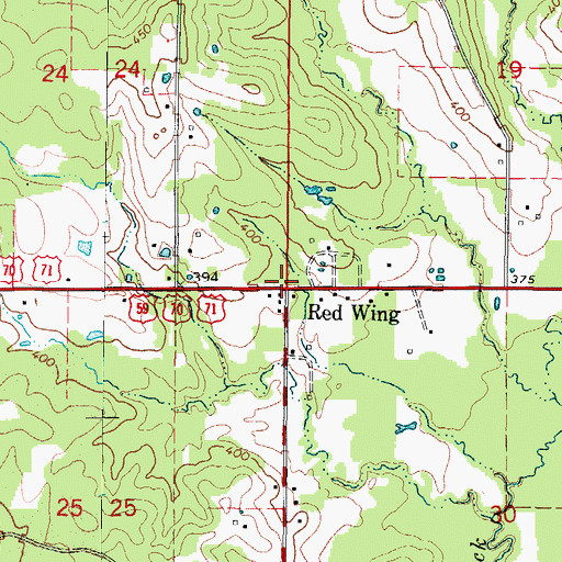 Topographic Map of Red Wing, AR
