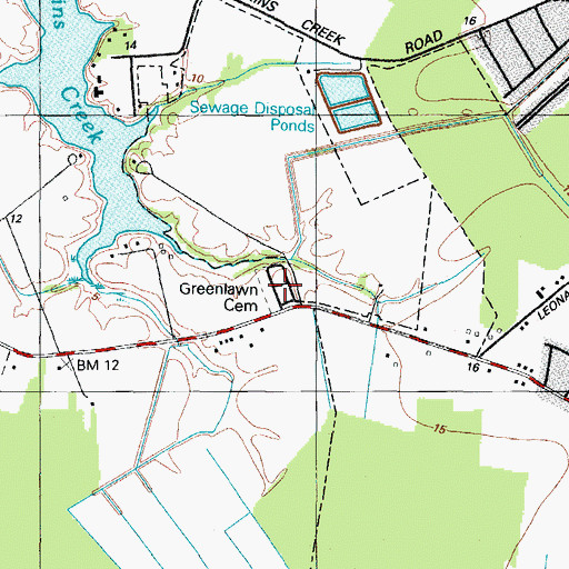 Topographic Map of Greenlawn Cemetery, MD