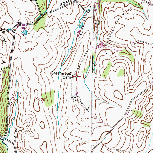 Topographic Map of Greenwood Cemetery, MD
