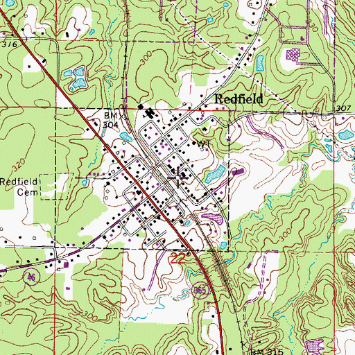 Topographic Map of Redfield, AR