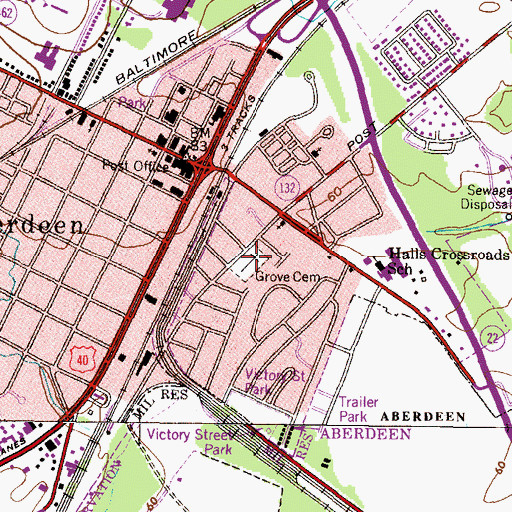 Topographic Map of Grove Cemetery, MD