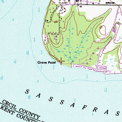 Topographic Map of Grove Point, MD