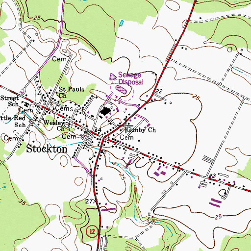 Topographic Map of Gunby Memorial Presbyterian Church, MD