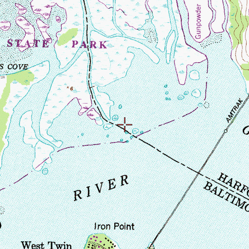 Topographic Map of Gunpowder Falls, MD