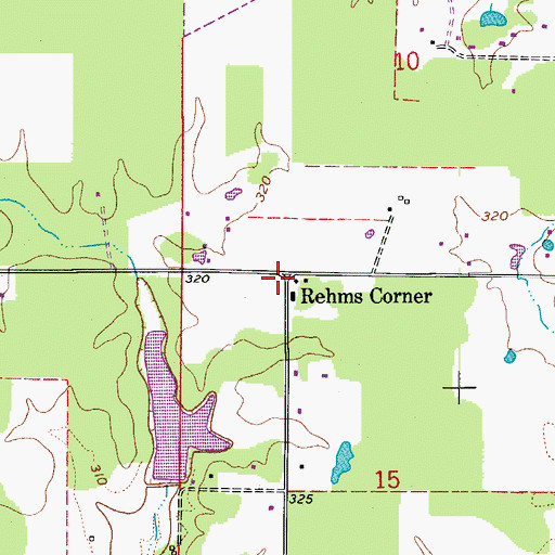 Topographic Map of Rehms Corner, AR