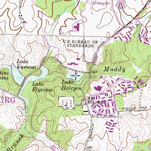 Topographic Map of Lake Halcyon, MD