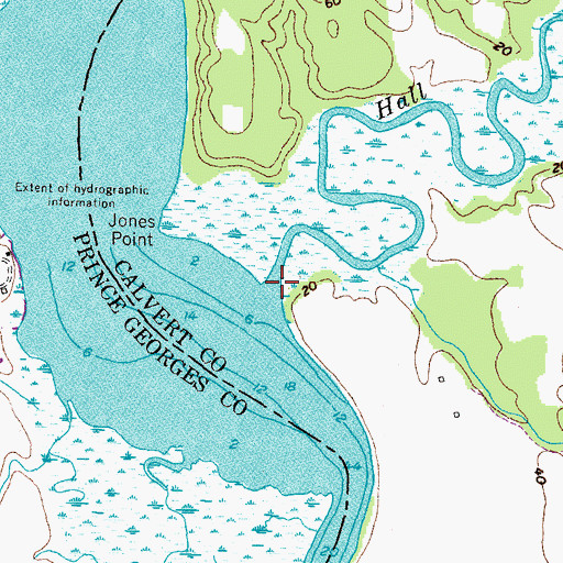 Topographic Map of Hall Creek, MD