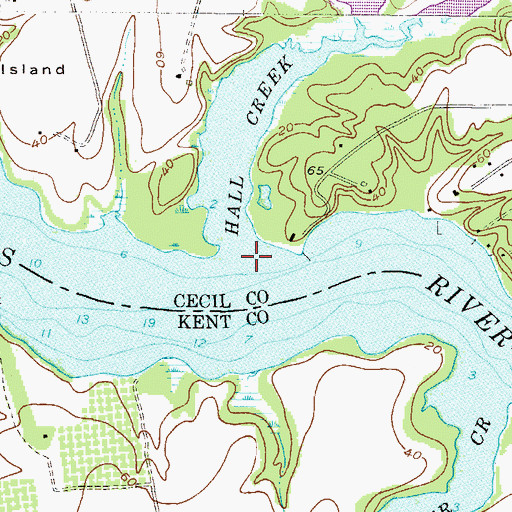 Topographic Map of Hall Creek, MD