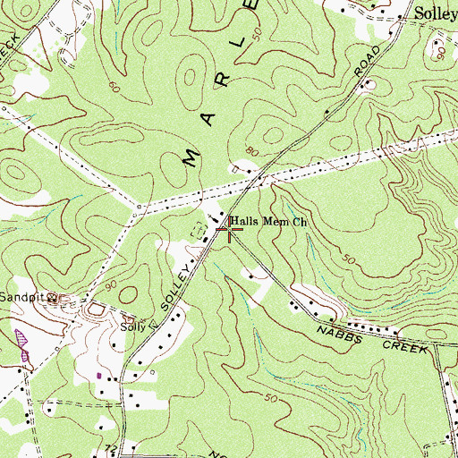 Topographic Map of Hall United Methodist Church, MD