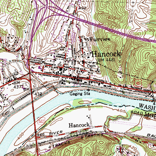 Topographic Map of Hancock, MD