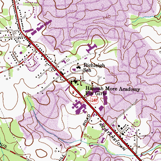 Topographic Map of Hannah More Academy for Girls, MD
