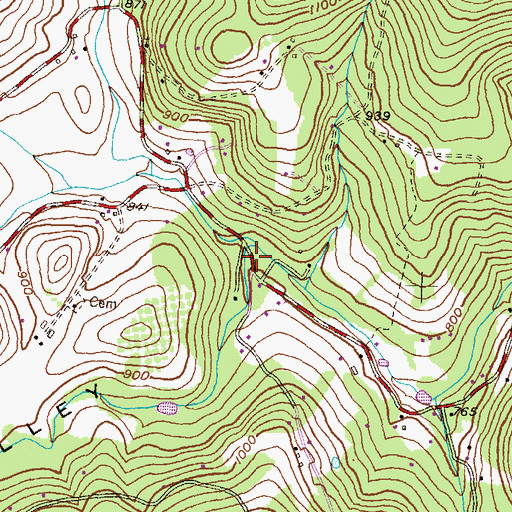 Topographic Map of Harbaugh Valley, MD