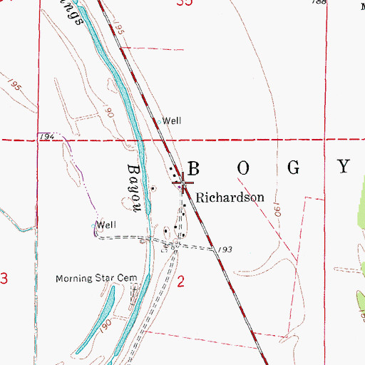 Topographic Map of Richardson, AR