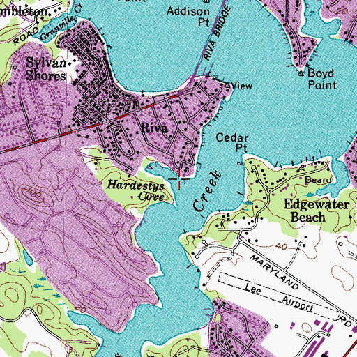 Topographic Map of Hardestys Cove, MD