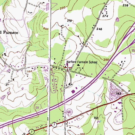 Topographic Map of Harford Furnace School, MD