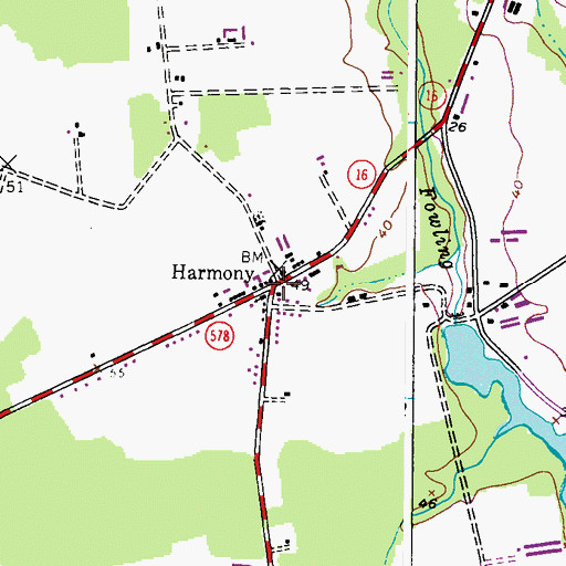 Topographic Map of Harmony, MD