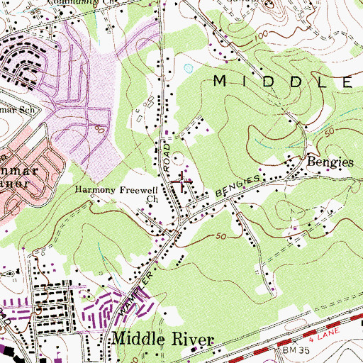 Topographic Map of Harmony Freewell Church, MD