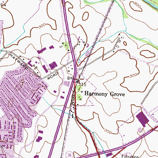Topographic Map of Harmony Grove, MD