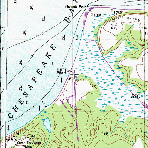 Topographic Map of Harris Wharf, MD