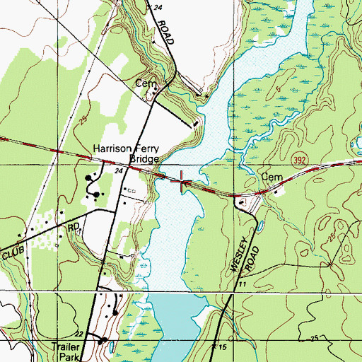 Topographic Map of Harrison Ferry Bridge, MD
